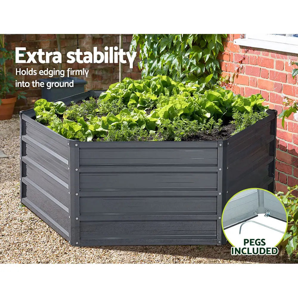 Greenfingers 2x Garden Bed 130x130x46cm Planter Box Raised Container Galvanised - Home & Garden > Garden Beds