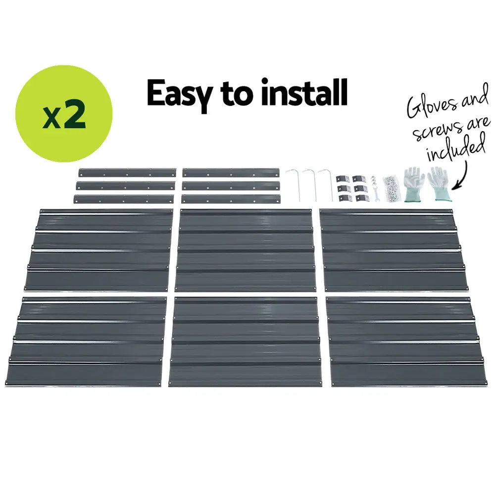 Greenfingers 2x Garden Bed 130x130x46cm Planter Box Raised Container Galvanised - Home & Garden > Garden Beds