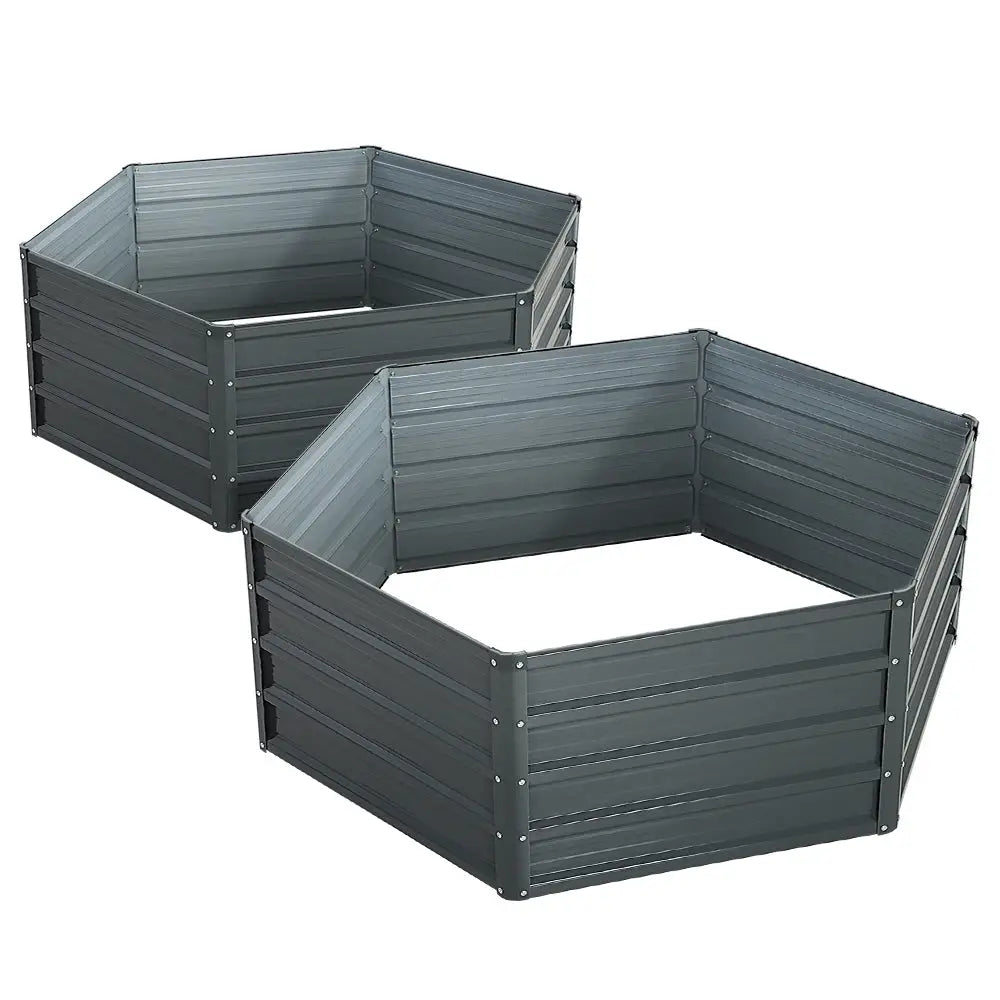 Greenfingers 2x Garden Bed 130x130x46cm Planter Box Raised Container Galvanised - Home & Garden > Garden Beds