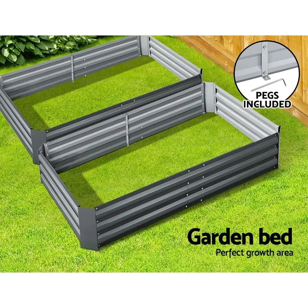 Greenfingers 2x Garden Bed 150x90cm Planter Box Raised Container Galvanised Herb - Home & Garden > Garden Beds