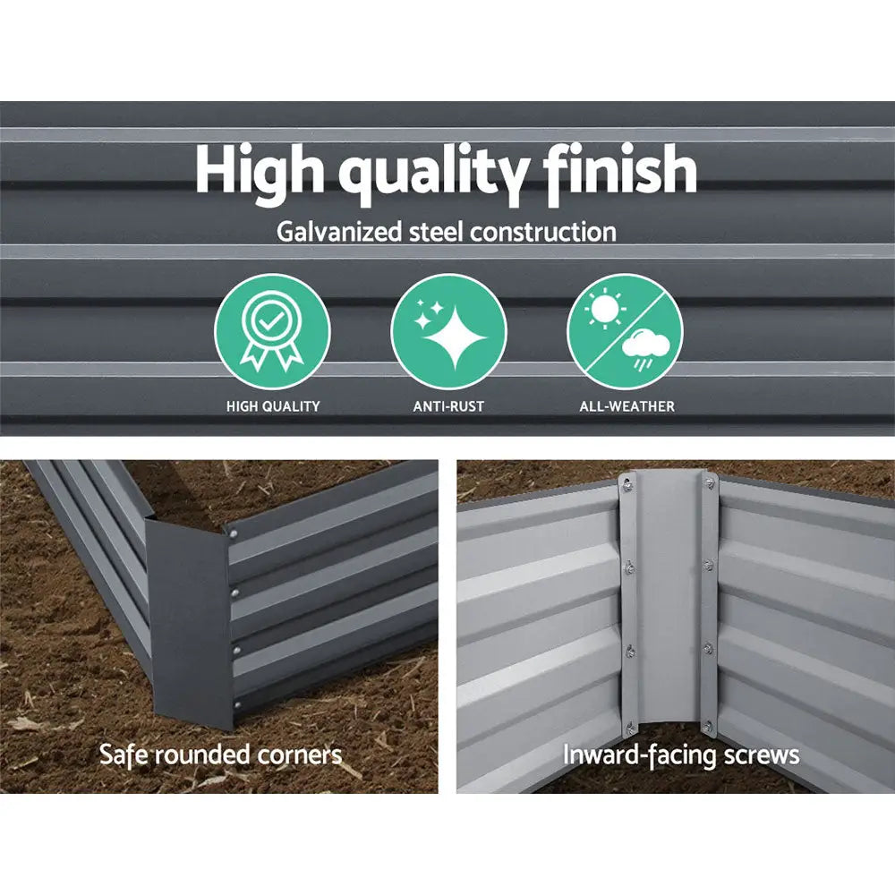 Greenfingers 2x Garden Bed 210x90cm Planter Box Raised Container Galvanised Herb - Home & Garden > Garden Beds