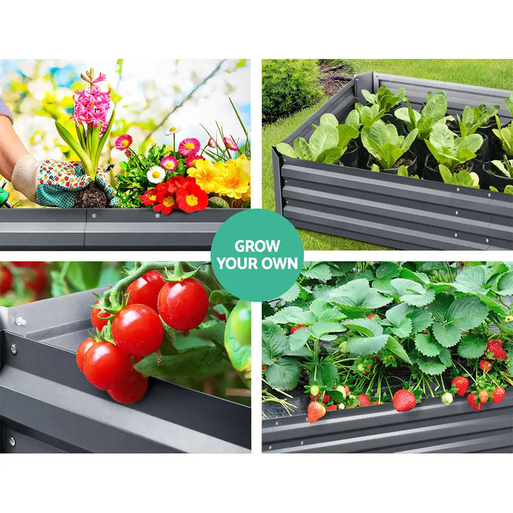 Greenfingers 2x Garden Bed 210x90cm Planter Box Raised Container Galvanised Herb - Home & Garden > Garden Beds