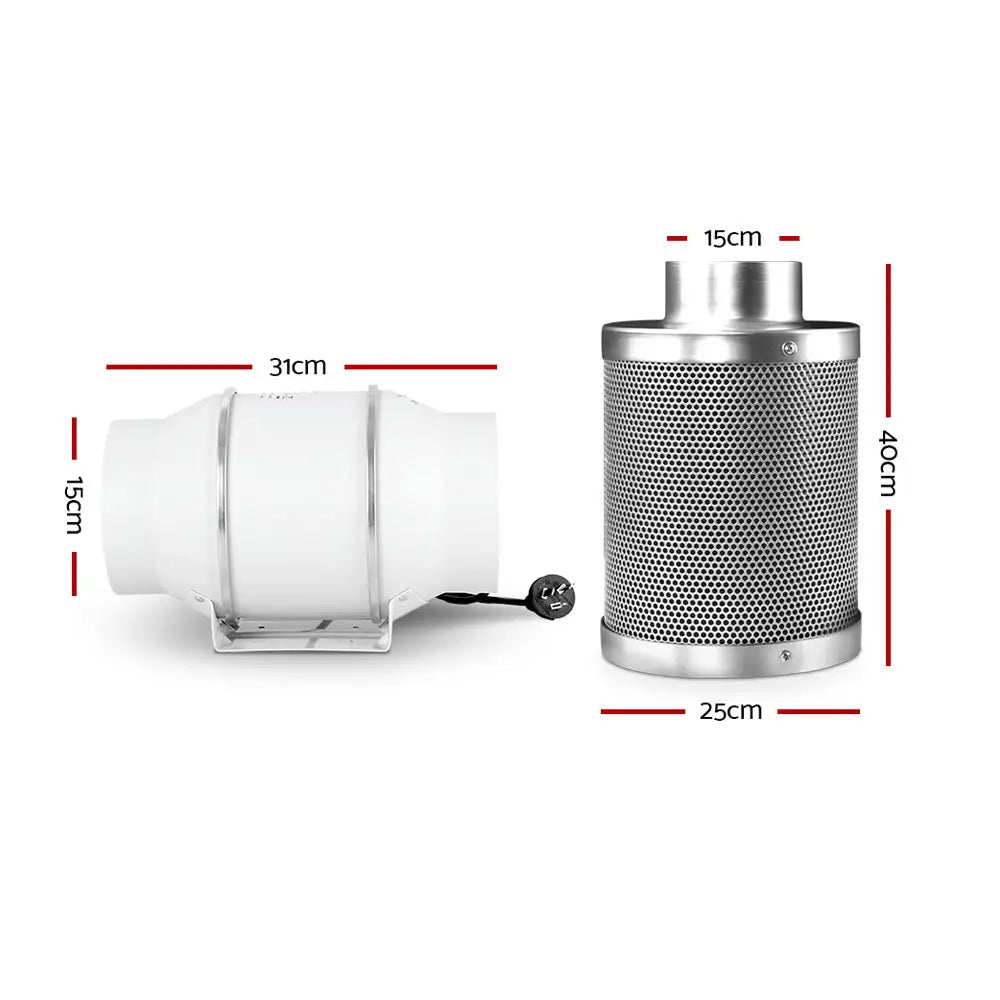 Greenfingers 6’’Ventilation Kit Fan Grow Tent Kit Carbon Filter Duct Speed Controlled,Greenfingers