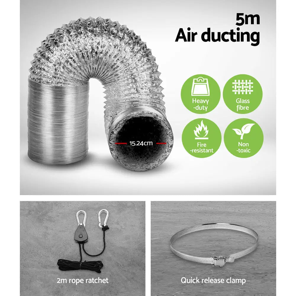 Greenfingers 6’’Ventilation Kit Fan Grow Tent Kit Carbon Filter Duct Speed Controlled,Greenfingers