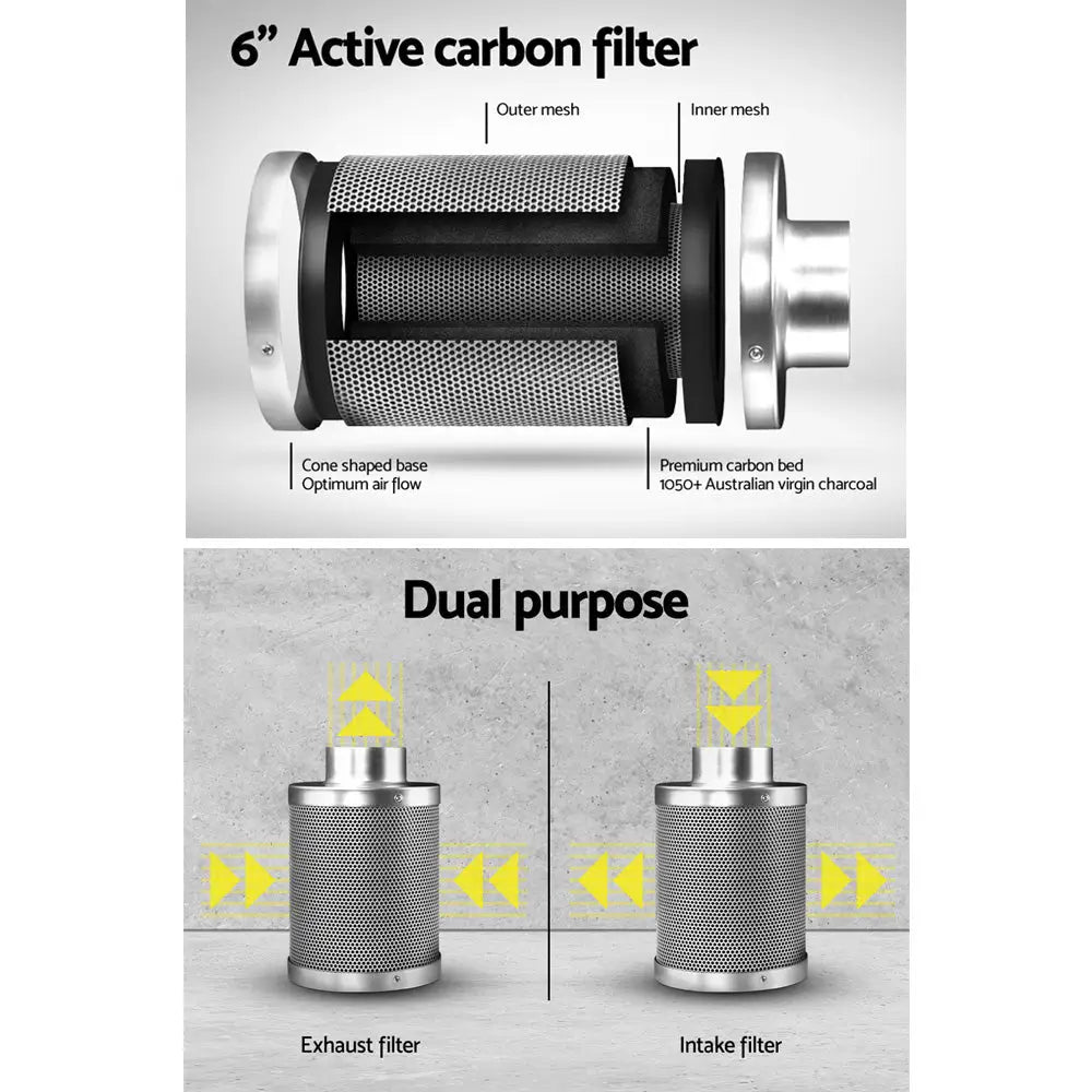 Greenfingers 6’’Ventilation Kit Fan Grow Tent Kit Carbon Filter Duct Speed Controlled,Greenfingers