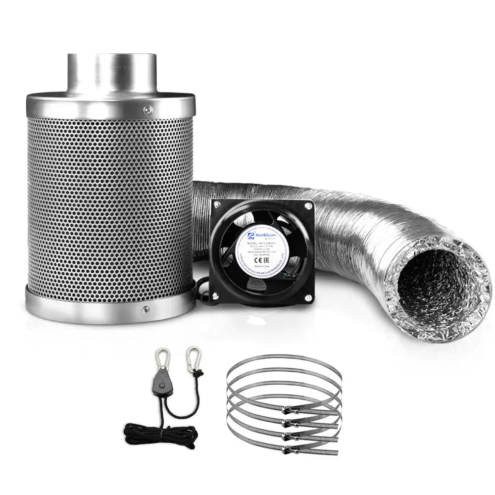 Greenfingers 6’’Ventilation Kit Fan Hydroponics Grow Tent Kit Carbon Filter Duct,Greenfingers 6’’Ventilation