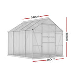 Greenfingers Aluminium Greenhouse Green House Polycarbonate Garden Shed 2.4x2.5M - Home & Garden > Green Houses
