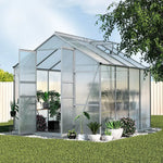 Greenfingers Aluminium Greenhouse Green House Polycarbonate Garden Shed 2.4x2.5M - Home & Garden > Green Houses