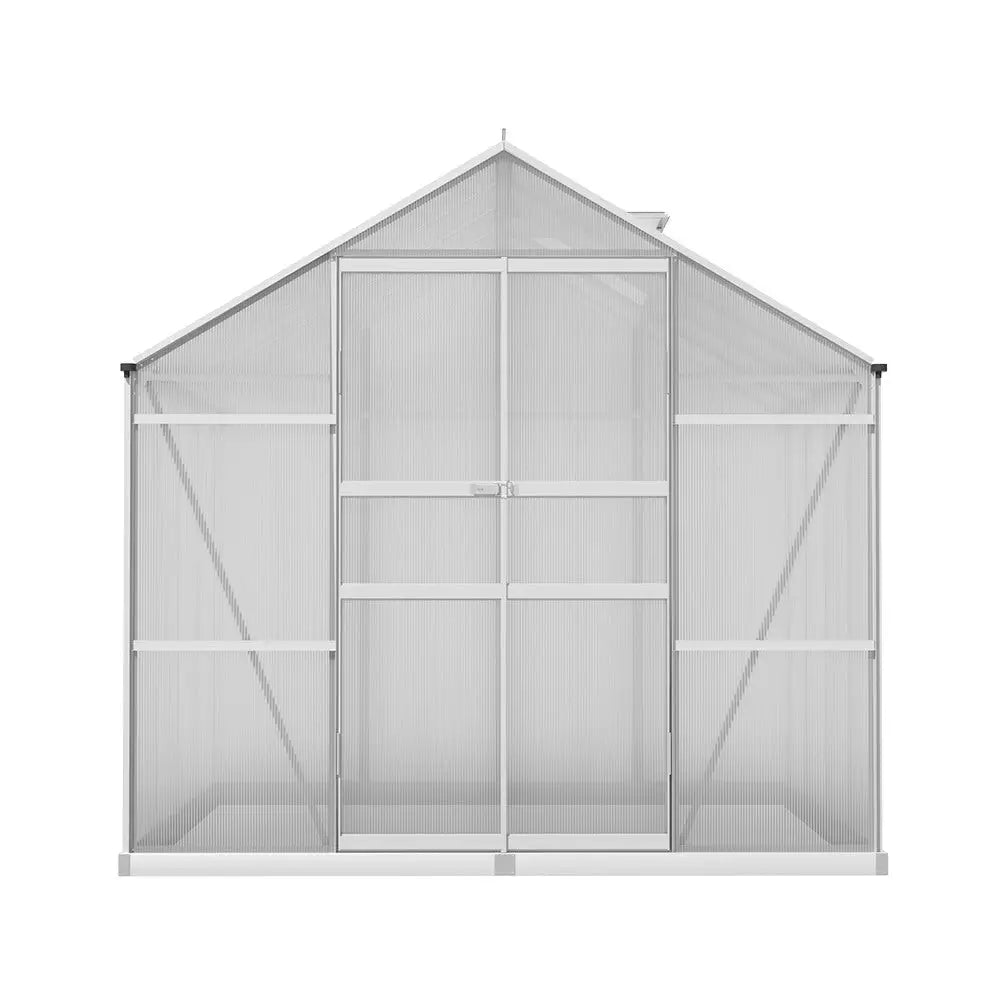 Greenfingers Aluminium Greenhouse Green House Polycarbonate Garden Shed 2.4x2.5M - Home & Garden > Green Houses