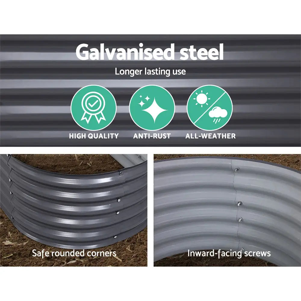 Greenfingers Garden Bed 160X80X42cm Oval Planter Box Raised Container Galvanised - Home & Garden > Garden Beds