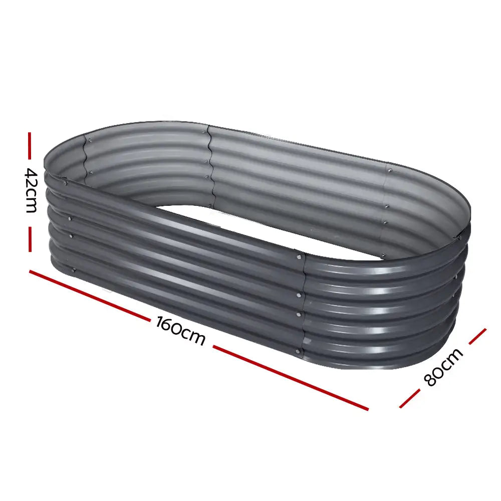 Greenfingers Garden Bed 160X80X42cm Oval Planter Box Raised Container Galvanised - Home & Garden > Garden Beds