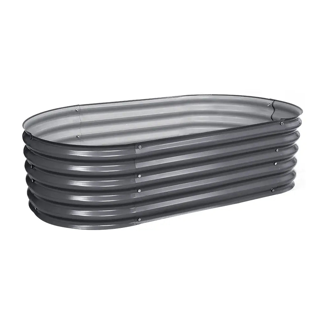 Greenfingers Garden Bed 160X80X42cm Oval Planter Box Raised Container Galvanised - Home & Garden > Garden Beds