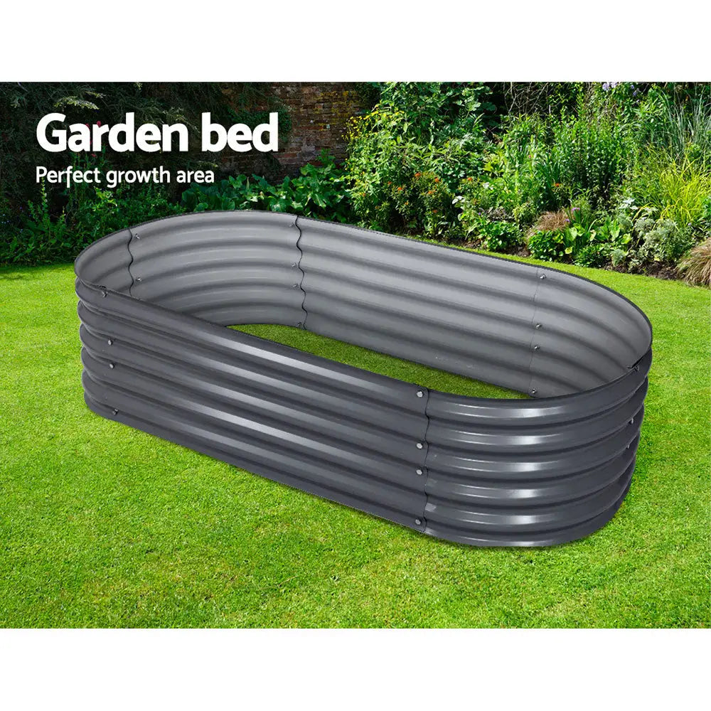 Greenfingers Garden Bed 160X80X42cm Oval Planter Box Raised Container Galvanised - Home & Garden > Garden Beds