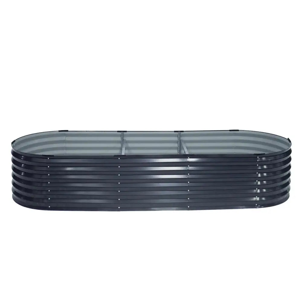 Greenfingers Garden Bed 240X80X42cm Oval Planter Box Raised Container Galvanised - Home & Garden > Garden Beds
