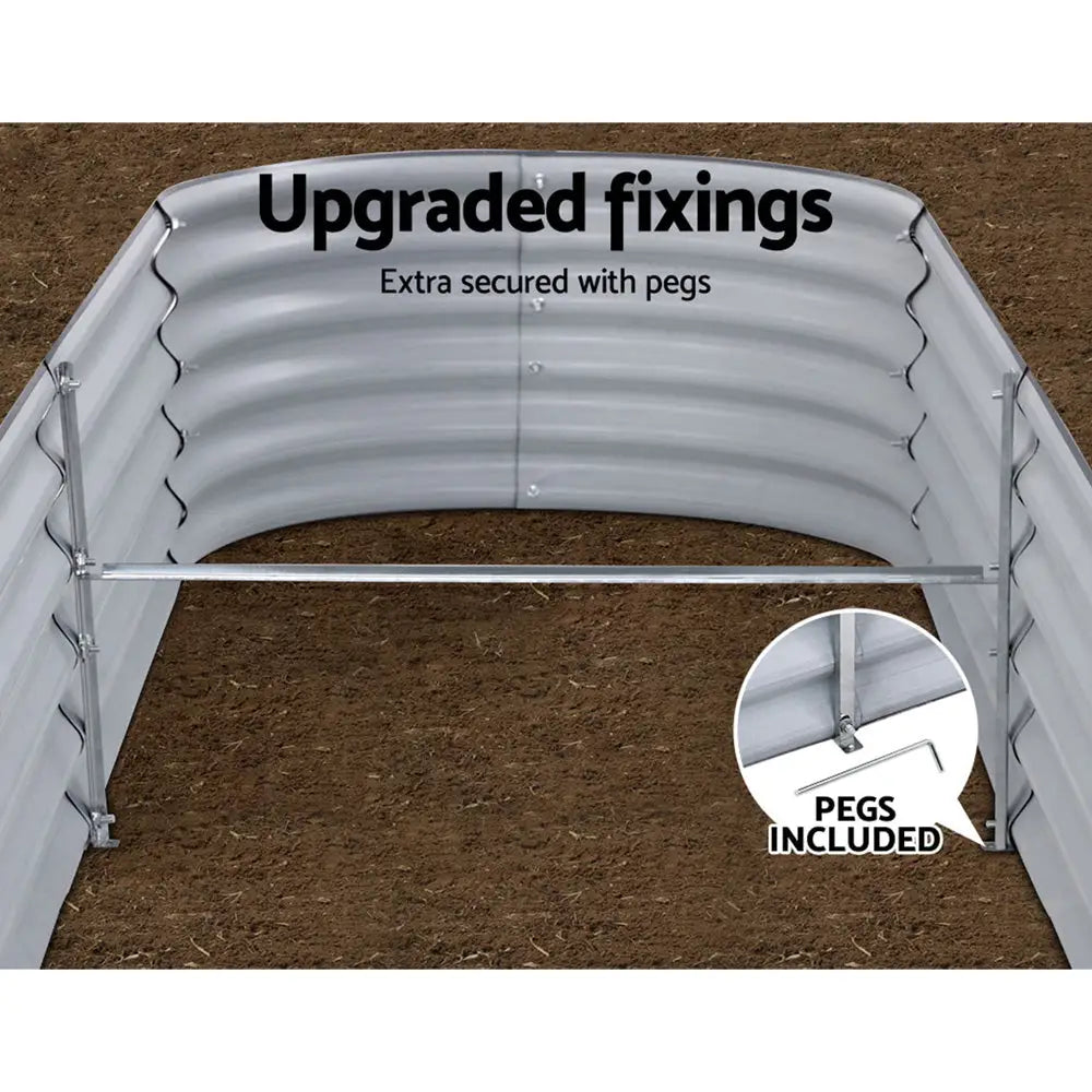 Greenfingers Garden Bed 240X80X42cm Oval Planter Box Raised Container Galvanised - Home & Garden > Garden Beds