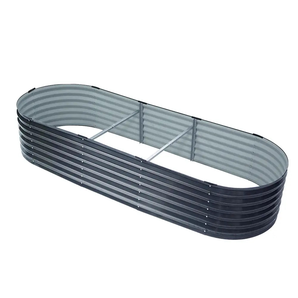 Greenfingers Garden Bed 240X80X42cm Oval Planter Box Raised Container Galvanised - Home & Garden > Garden Beds