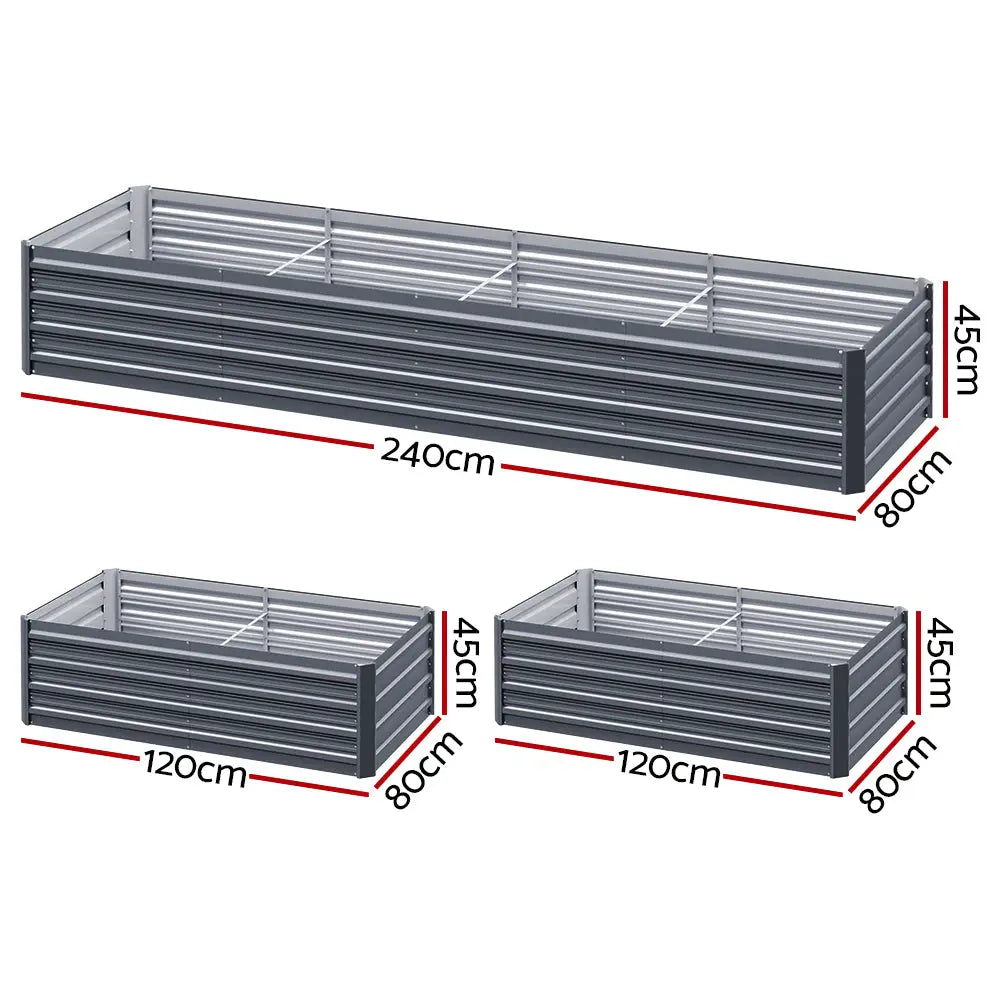 Greenfingers Garden Bed 240X80X45cm Planter Box Raised Container Galvanised Herb - Home & Garden > Garden Beds