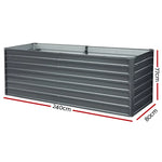 Greenfingers Garden Bed 240x80x77cm Planter Box Raised Container Galvanised Herb - Home & Garden > Garden Beds