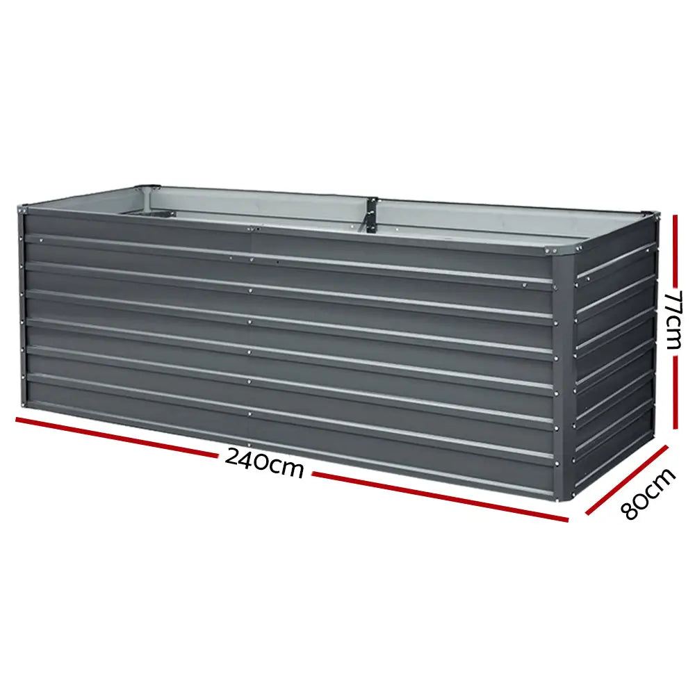 Greenfingers Garden Bed 240x80x77cm Planter Box Raised Container Galvanised Herb - Home & Garden > Garden Beds