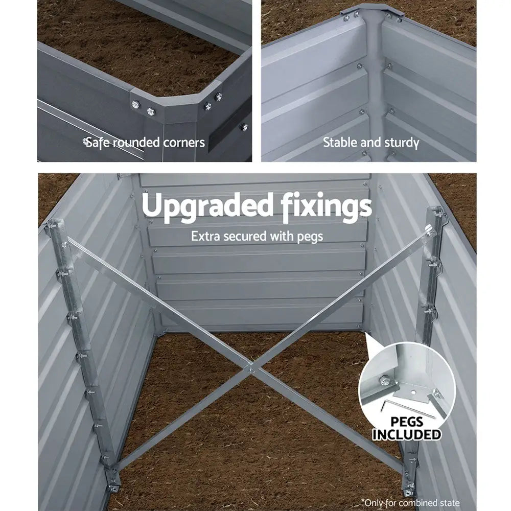 Greenfingers Garden Bed 240x80x77cm Planter Box Raised Container Galvanised Herb - Home & Garden > Garden Beds