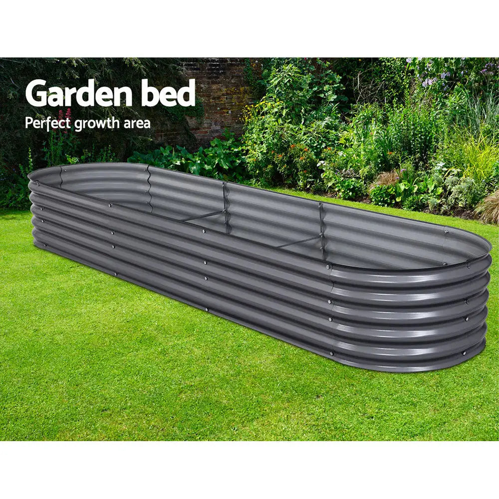 Greenfingers Garden Bed 320X80X42cm Oval Planter Box Raised Container Galvanised - Home & Garden > Garden Beds