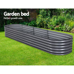 Greenfingers Garden Bed 320X80X42cm Oval Planter Box Raised Container Galvanised - Home & Garden > Garden Beds