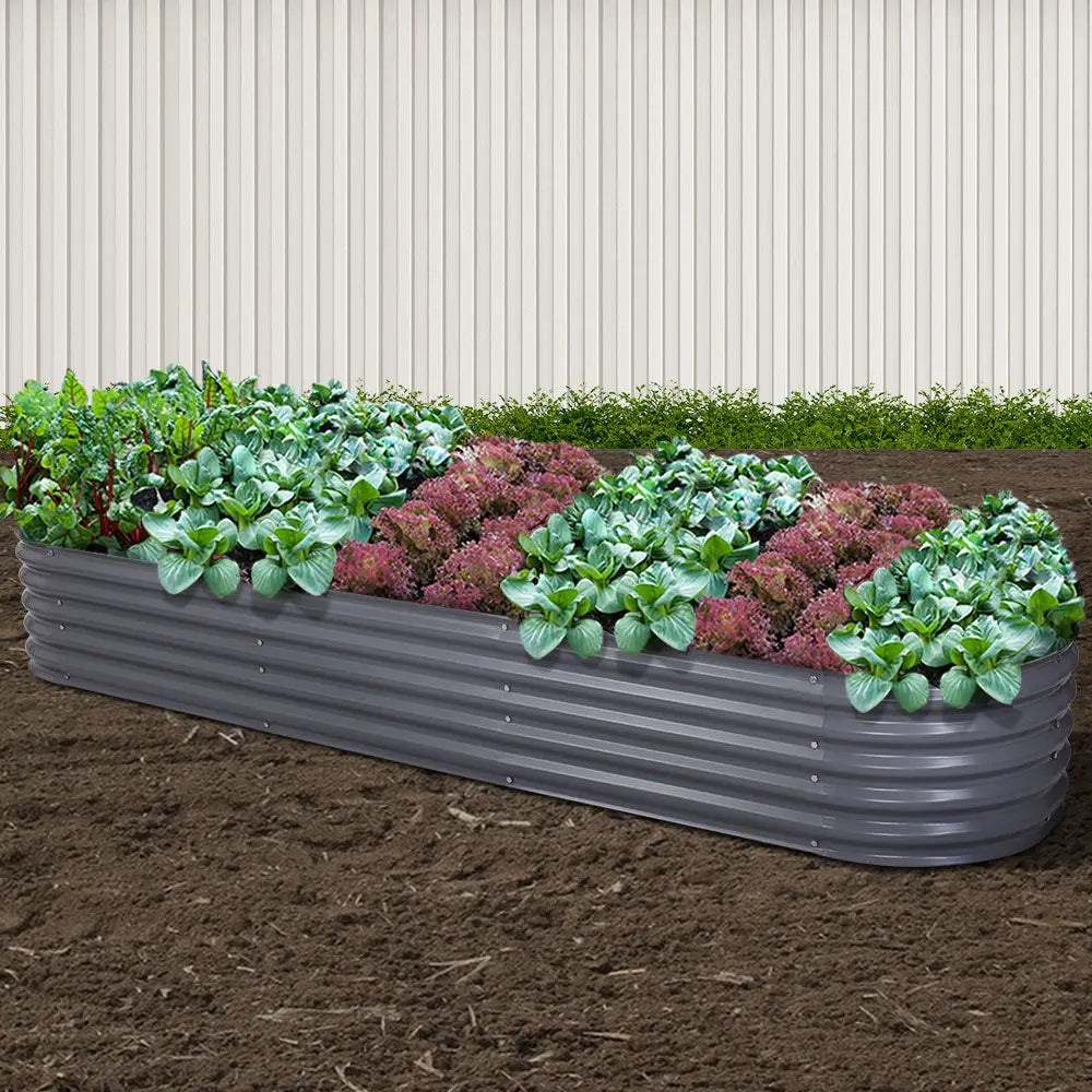Greenfingers Garden Bed 320X80X42cm Oval Planter Box Raised Container Galvanised - Home & Garden > Garden Beds