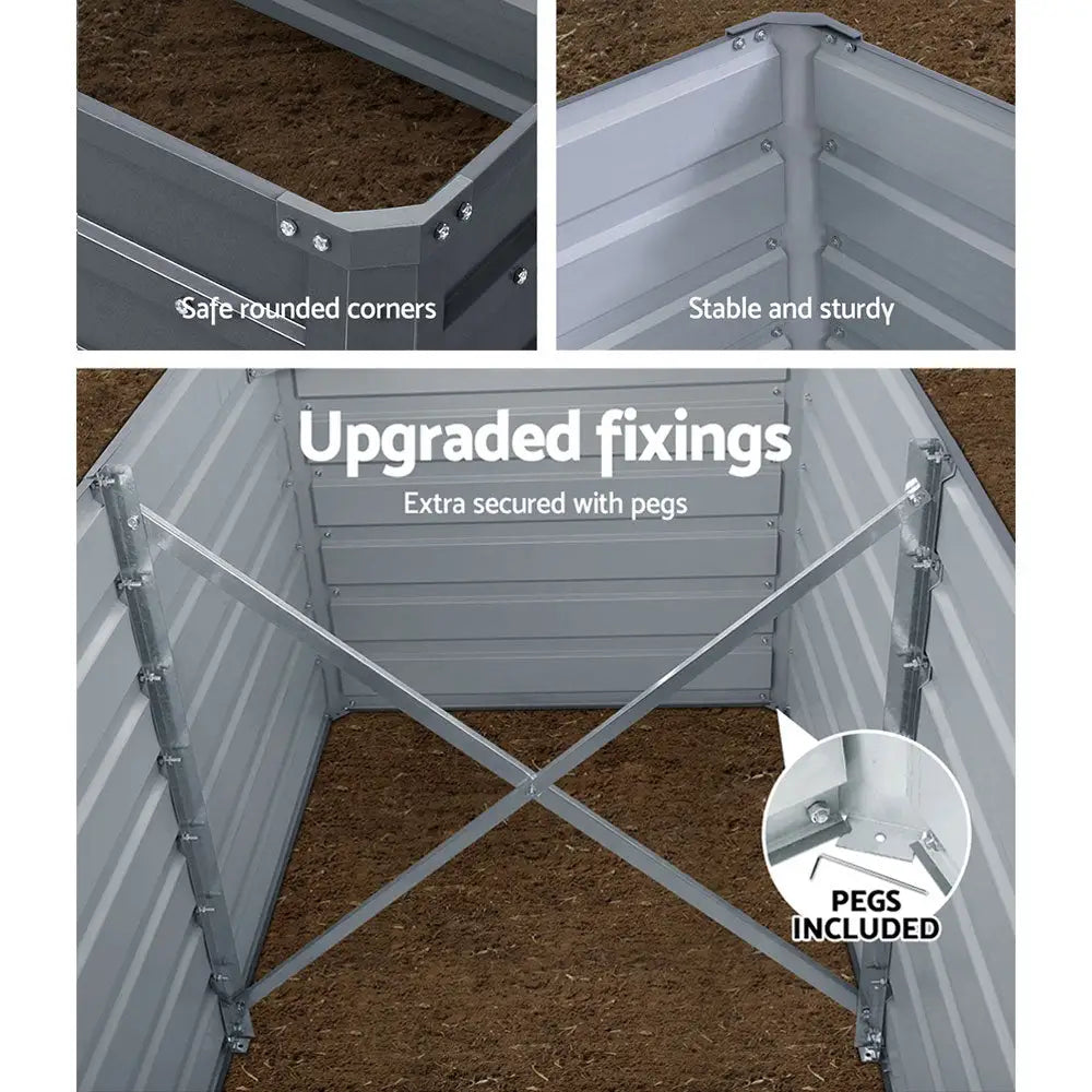 Greenfingers Garden Bed 320x80x77cm Planter Box Raised Container Galvanised Herb - Home & Garden > Garden Beds