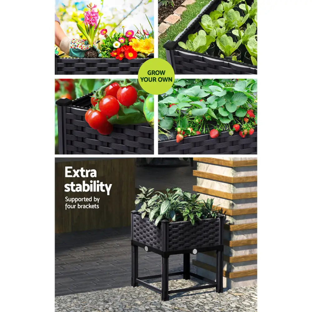 Greenfingers Garden Bed 40x40x23cm PP Planter Box Raised Container Growing Herb - Home & Garden > Garden Beds