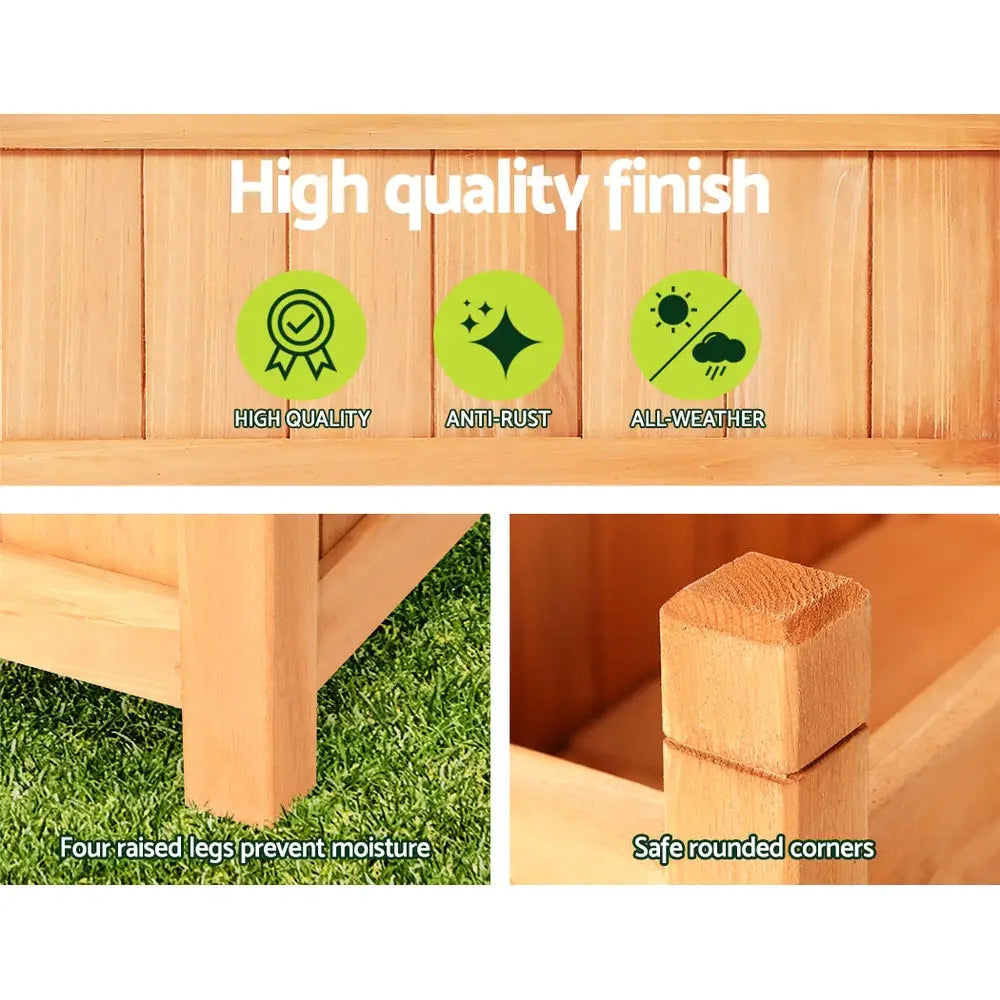 Greenfingers Garden Bed 60x30x33cm Wooden Planter Box Raised Container Growing - Home & Garden > Garden Beds