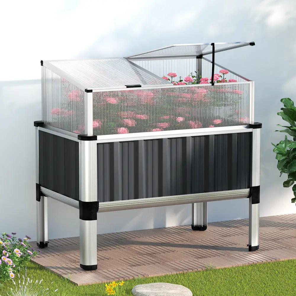 Greenfingers Garden Bed 80x49x74cm Greenhouse Planter Box Raised Galvanised Herb - Home & Garden > Garden Beds