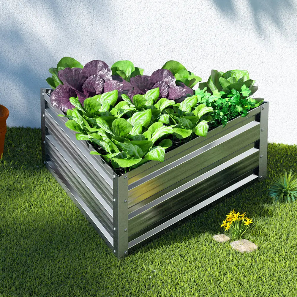 Greenfingers Garden Bed 86x86x30cm Planter Box Raised Container Galvanised Herb - Home & Garden > Garden Beds
