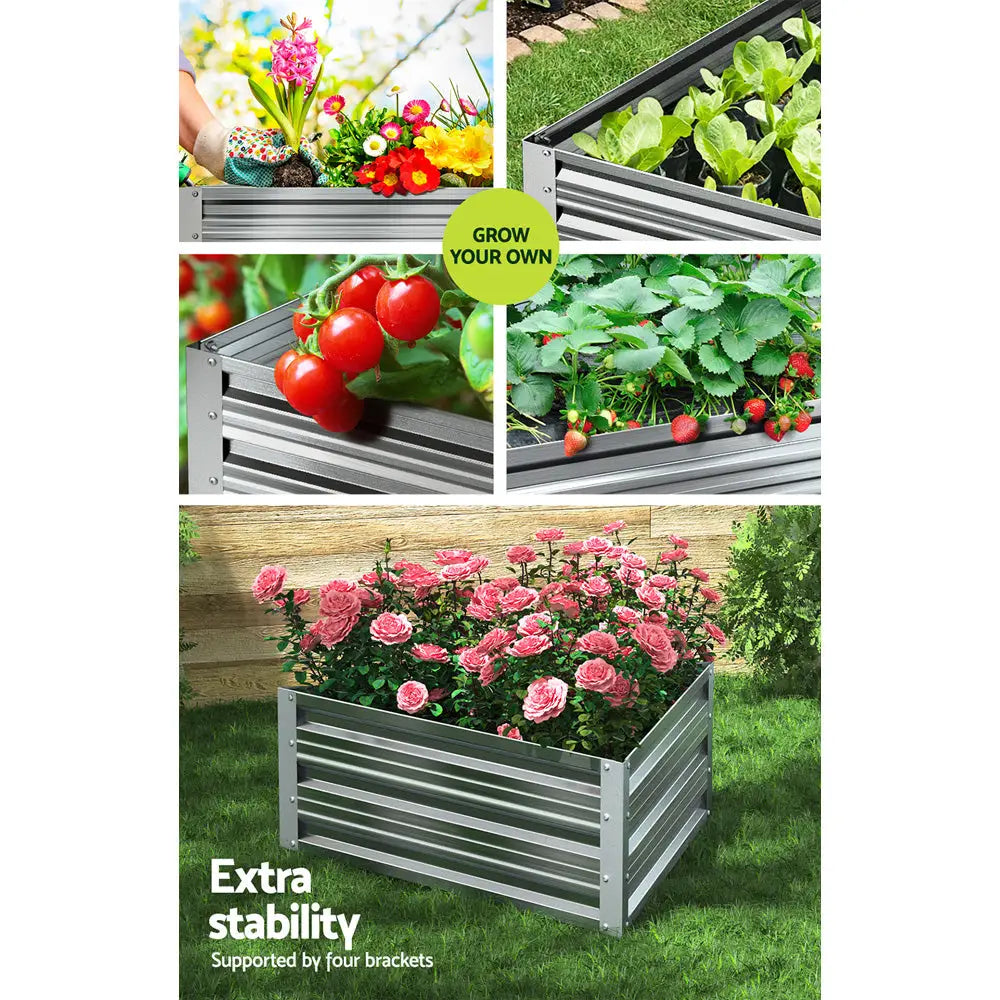Greenfingers Garden Bed 86x86x30cm Planter Box Raised Container Galvanised Herb - Home & Garden > Garden Beds