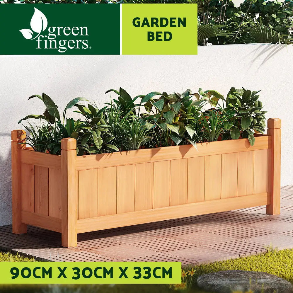 Greenfingers Garden Bed 90x30x33cm Wooden Planter Box Raised Container Growing - Home & Garden > Garden Beds