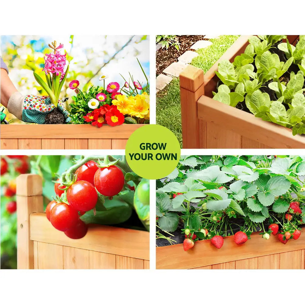 Greenfingers Garden Bed 90x30x33cm Wooden Planter Box Raised Container Growing - Home & Garden > Garden Beds