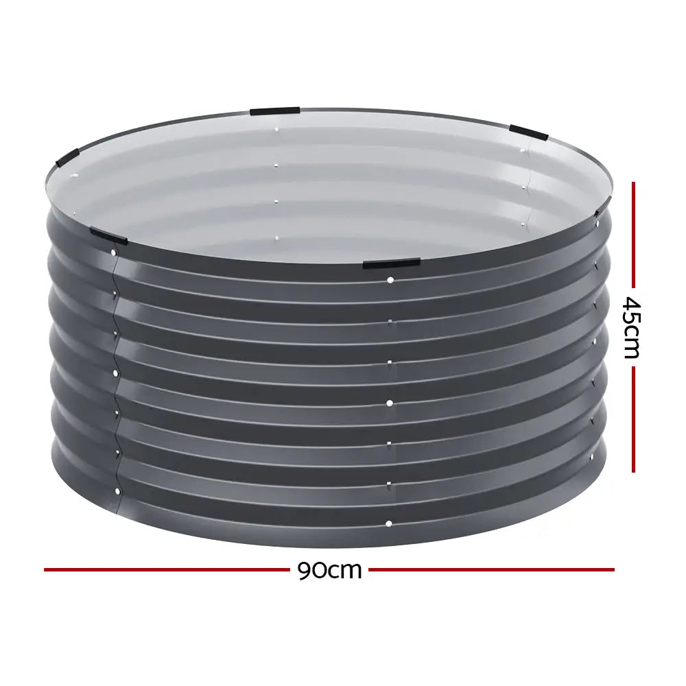Greenfingers Garden Bed 90X45cm Round Latches Planter Box Raised Galvanised Herb - Home & Garden > Garden Beds