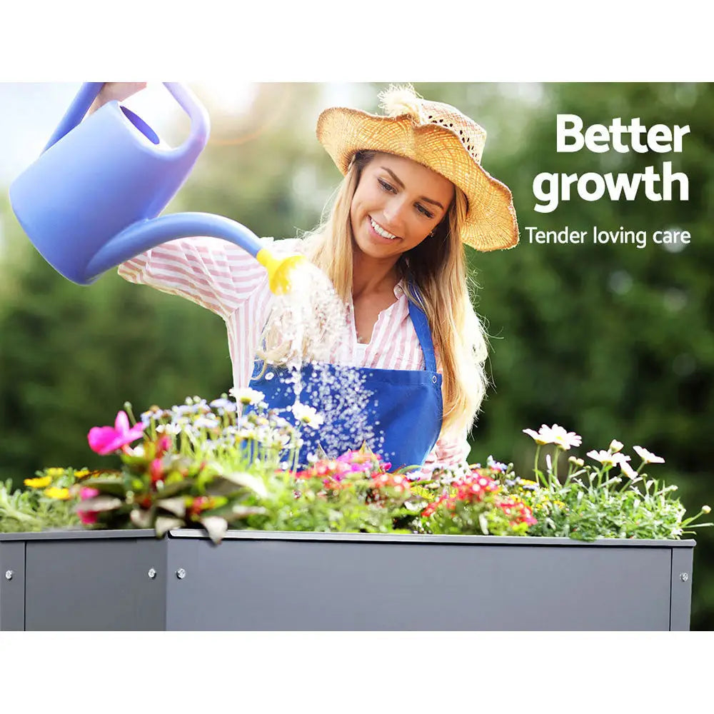 Greenfingers Garden Bed Elevated 100X80X30cm Planter Box Container Galvanised - Home & Garden > Garden Beds