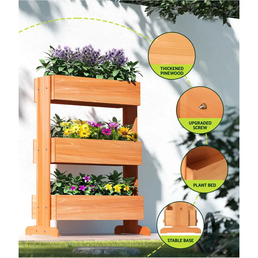 Greenfingers Garden Bed Elevated 69x39x106cm Wooden Planter Box Container Herb - Home & Garden > Garden Beds