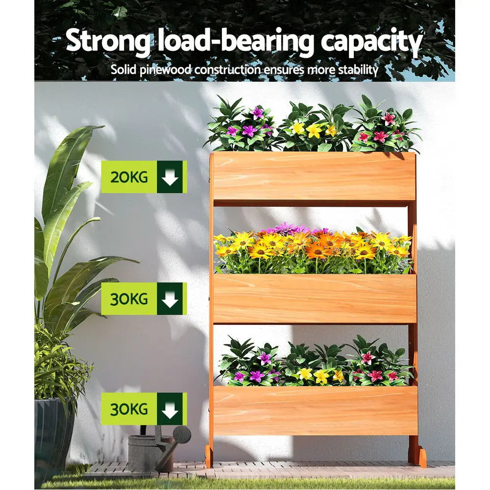 Greenfingers Garden Bed Elevated 69x39x106cm Wooden Planter Box Container Herb - Home & Garden > Garden Beds