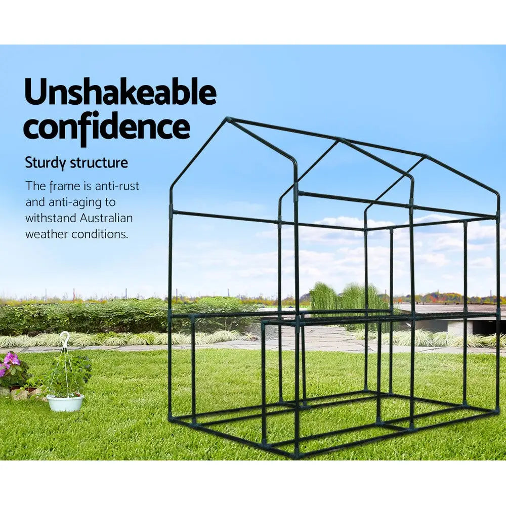 Greenfingers Greenhouse 1.2x1.9x1.9M Walk in Green House Tunnel Plant Garden Shed 4 Shelves - Home & Garden >