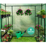 Greenfingers Greenhouse 1.4x1.55x2M Walk in Green House Tunnel Plant Garden Shed 8 Shelves - Home & Garden > Green