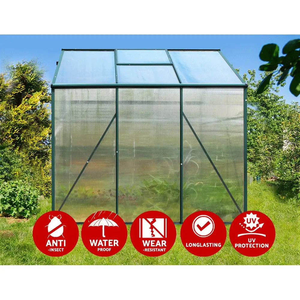 Greenfingers Greenhouse 1.9x1.9x1.83M Aluminium Polycarbonate Green House Garden Shed - Home & Garden > Green Houses
