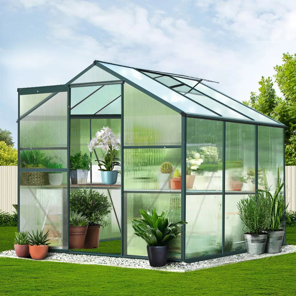 Greenfingers Greenhouse 1.9x1.9x1.83M Aluminium Polycarbonate Green House Garden Shed - Home & Garden > Green Houses