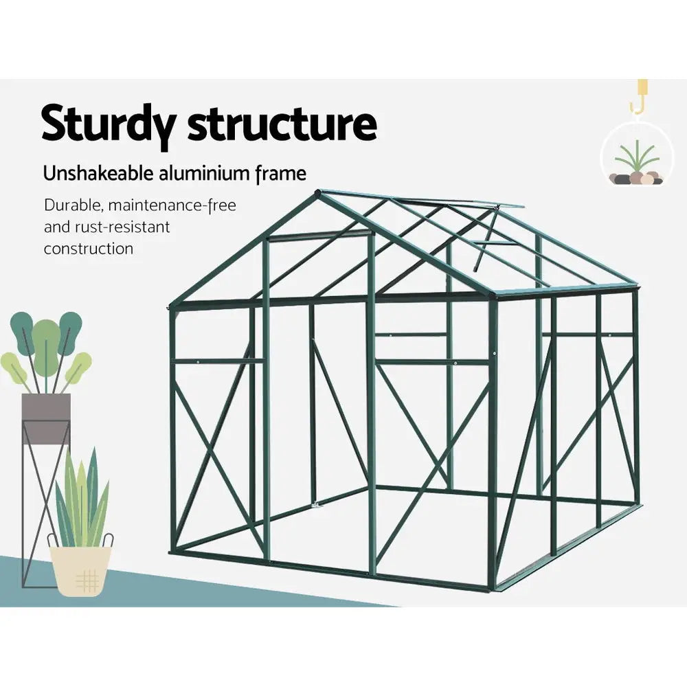 Greenfingers Greenhouse 1.9x1.9x1.83M Aluminium Polycarbonate Green House Garden Shed - Home & Garden > Green Houses