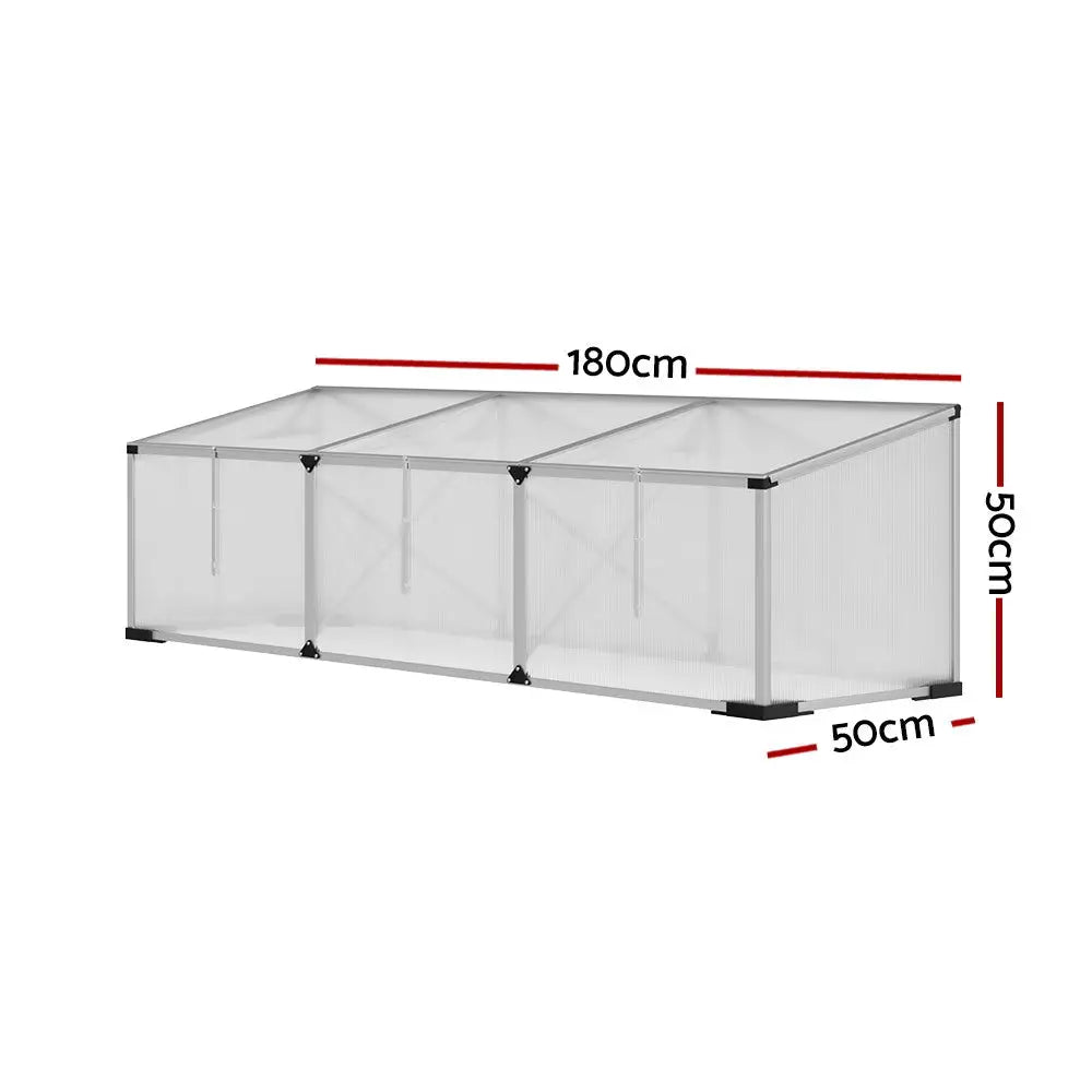 Greenfingers Greenhouse 180x50x50CM Cold Frame Plant Grow Aluminium Polycarbonate Green House - Home & Garden >
