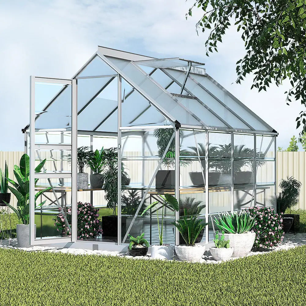 Greenfingers Greenhouse 2.48x1.89x2M Aluminium Polycarbonate Green House Garden Shed - Home & Garden > Green Houses