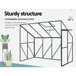 Greenfingers Greenhouse 2.52x1.27x2.13M Lean-to Aluminium Polycarbonate Green House Garden Shed - Home & Garden > Green