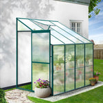Greenfingers Greenhouse 2.52x1.27x2.13M Lean-to Aluminium Polycarbonate Green House Garden Shed - Home & Garden > Green