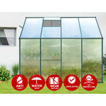 Greenfingers Greenhouse 2.52x1.27x2.13M Lean-to Aluminium Polycarbonate Green House Garden Shed - Home & Garden > Green