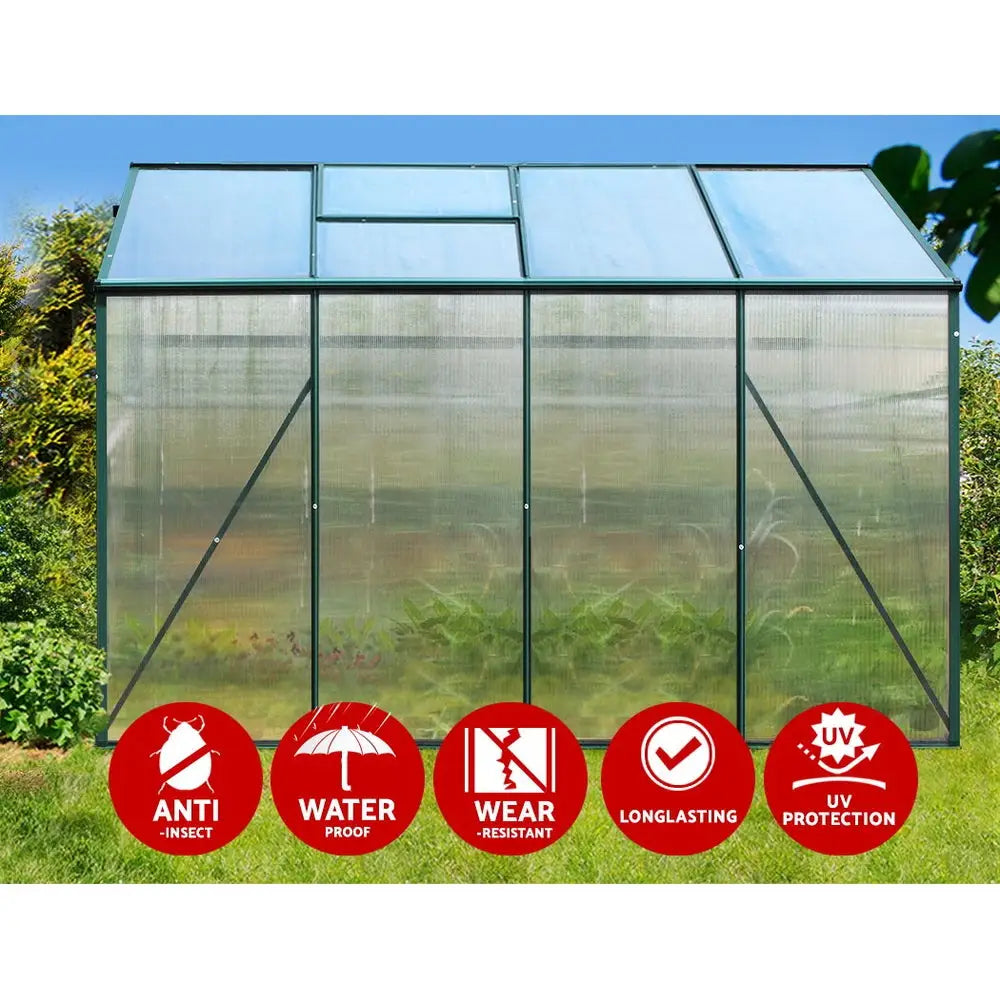 Greenfingers Greenhouse 2.52x1.9x1.83M Aluminium Polycarbonate Green House Garden Shed - Home & Garden > Green Houses